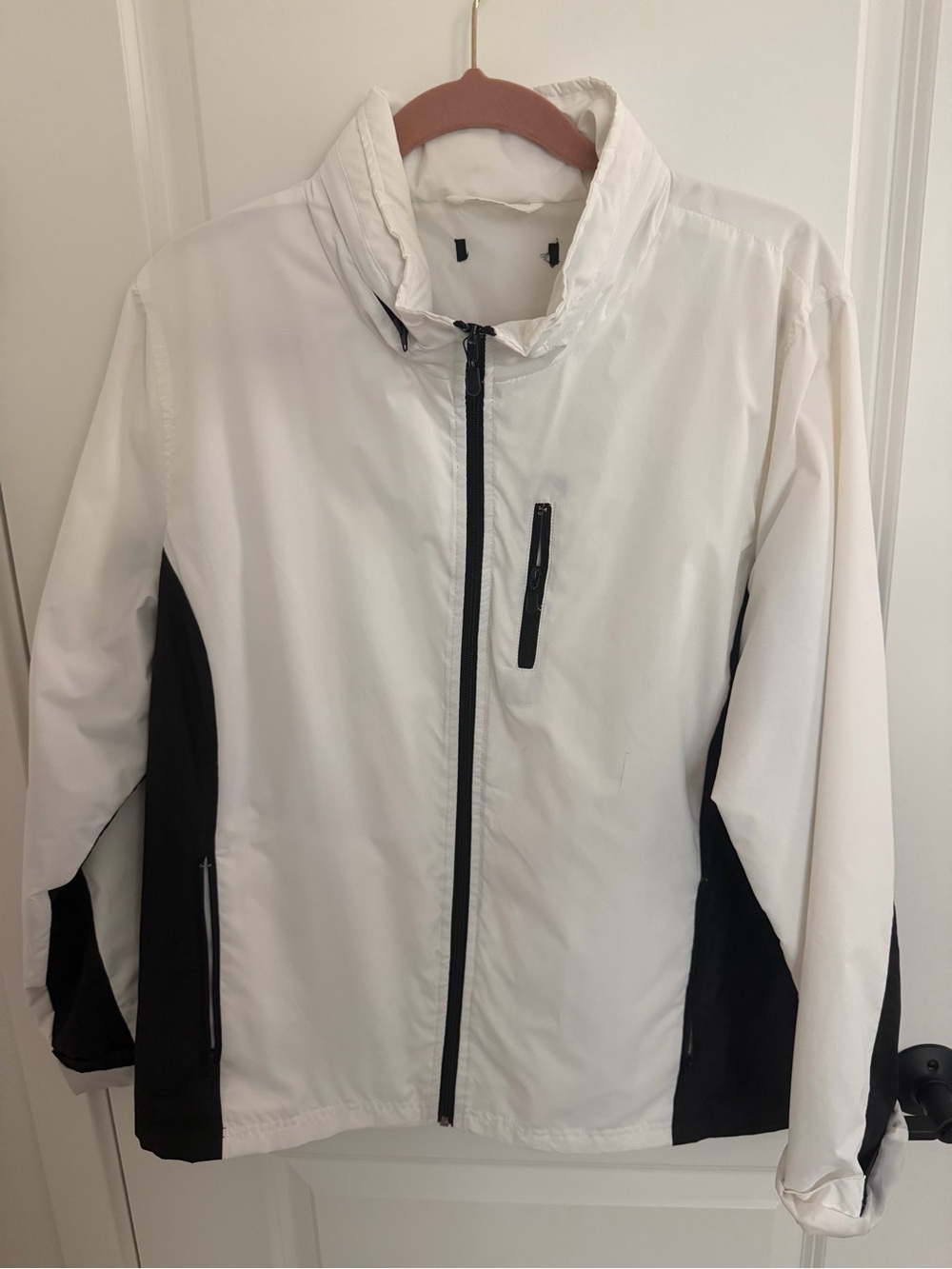 White and Black Windbreaker Jacket